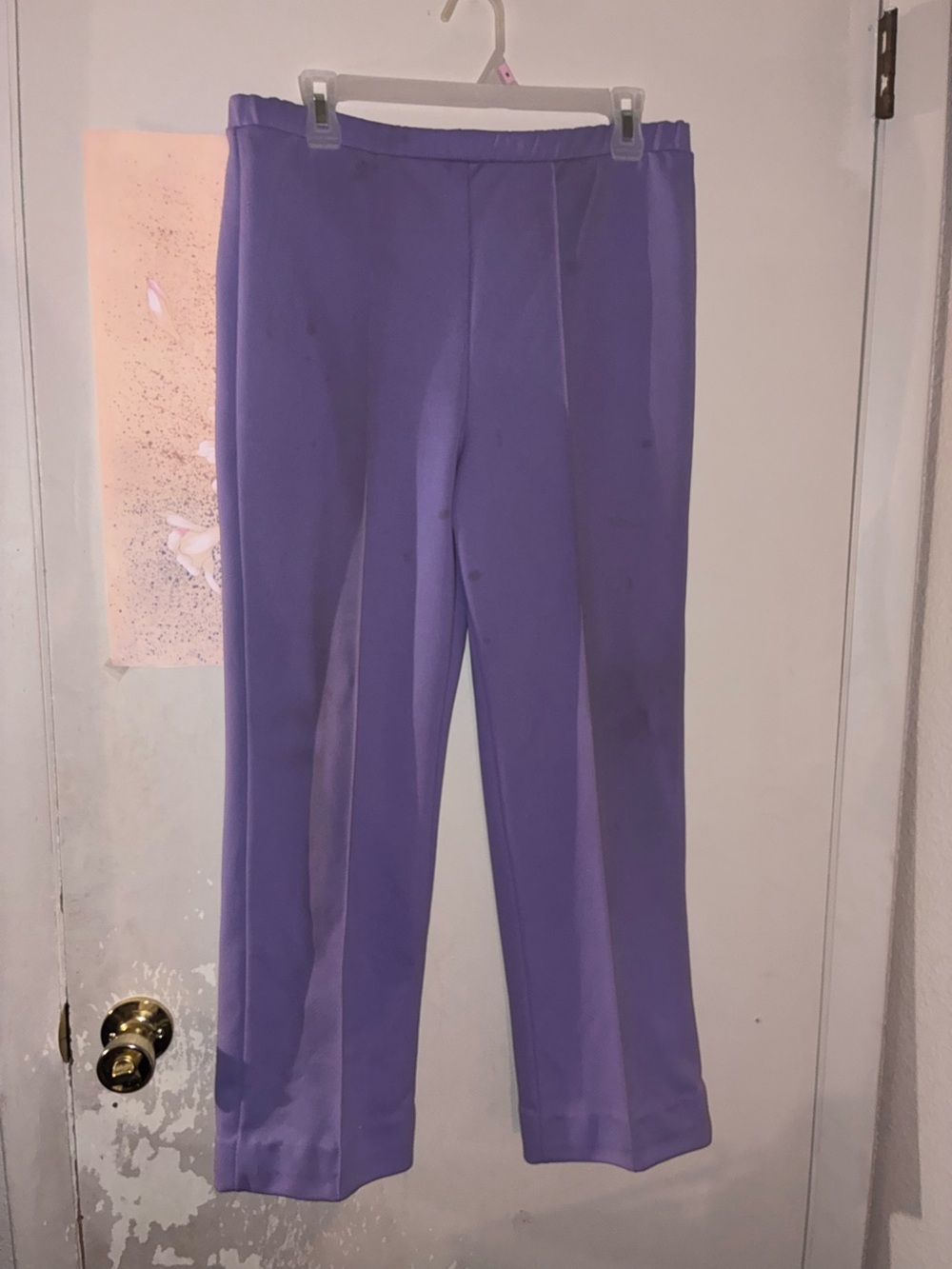 Vintage polyester Lilac Straight-Leg Dress Pants